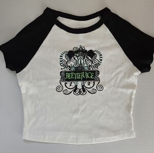 Beetlejuice Short Sleeve Jr Women Shirt Goth Whimsy Halloween Sz L